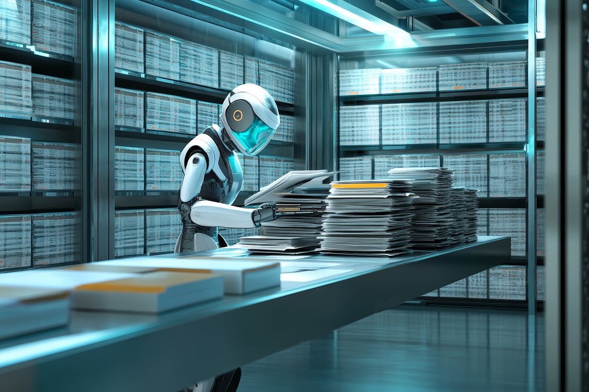 Robot scanning records in file storage room