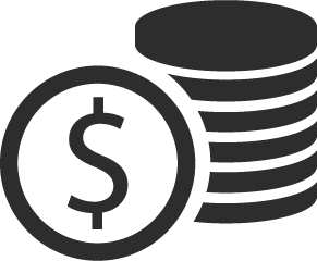 Dollar sign and stack of coins